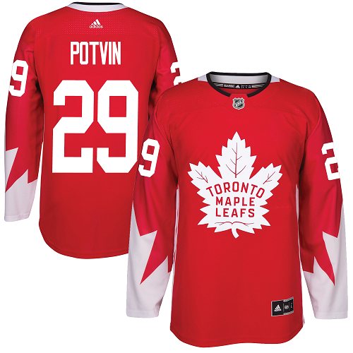 Men's Adidas Toronto Maple Leafs #29 Felix Potvin Authentic Red Alternate NHL Jersey