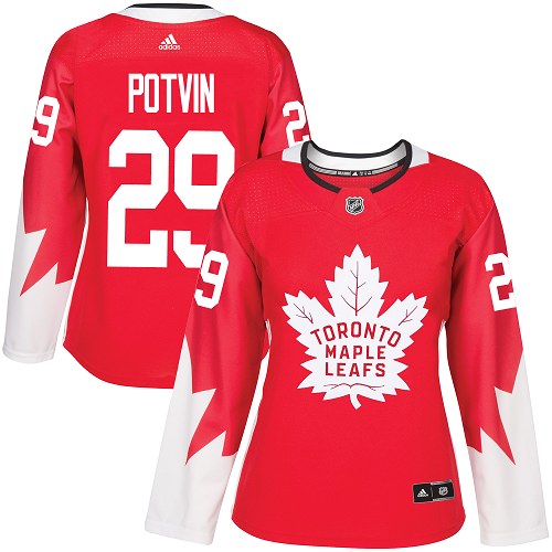 Women's Adidas Toronto Maple Leafs #29 Felix Potvin Authentic Red Alternate NHL Jersey