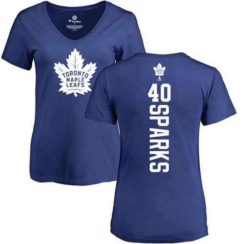 NHL Women's Adidas Toronto Maple Leafs #40 Garret Sparks Royal Blue Backer T-Shirt