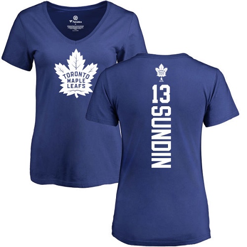 NHL Women's Adidas Toronto Maple Leafs #13 Mats Sundin Royal Blue Backer T-Shirt