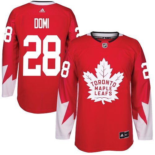 Men's Adidas Toronto Maple Leafs #28 Tie Domi Authentic Red Alternate NHL Jersey