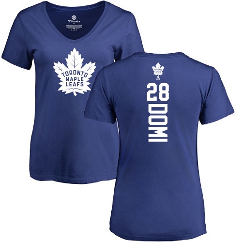 NHL Women's Adidas Toronto Maple Leafs #28 Tie Domi Royal Blue Backer T-Shirt