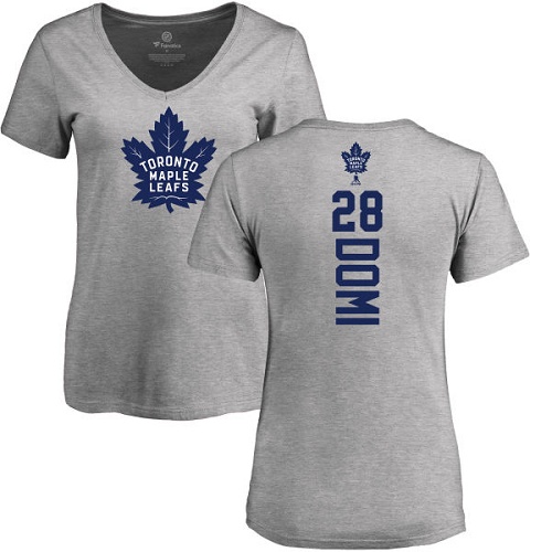 NHL Women's Adidas Toronto Maple Leafs #28 Tie Domi Ash Backer T-Shirt