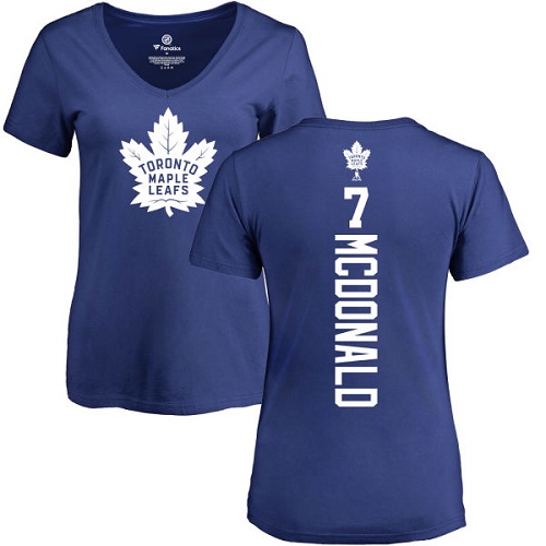 NHL Women's Adidas Toronto Maple Leafs #7 Lanny McDonald Royal Blue Backer T-Shirt