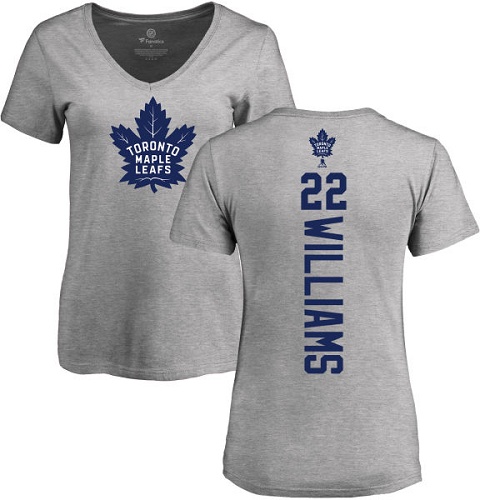 NHL Women's Adidas Toronto Maple Leafs #22 Tiger Williams Ash Backer T-Shirt