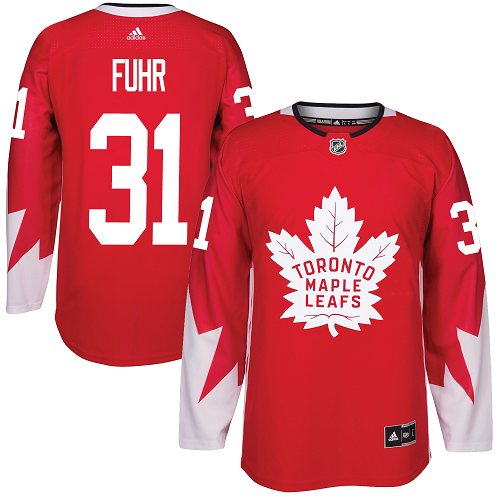 Men's Adidas Toronto Maple Leafs #31 Grant Fuhr Authentic Red Alternate NHL Jersey