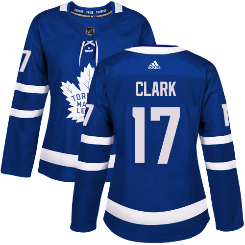 Women's Adidas Toronto Maple Leafs #17 Wendel Clark Authentic Royal Blue Home NHL Jersey