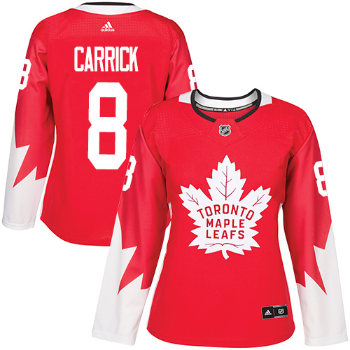 Women's Adidas Toronto Maple Leafs #8 Connor Carrick Authentic Red Alternate NHL Jersey