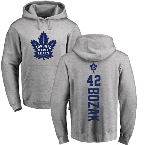 NHL Adidas Toronto Maple Leafs #42 Tyler Bozak Ash Backer Pullover Hoodie