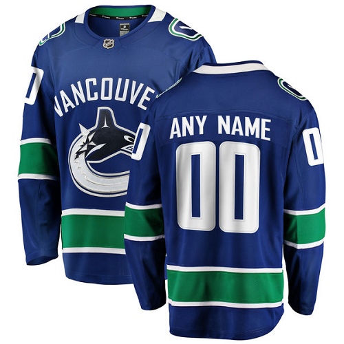 Men's Vancouver Canucks Customized Fanatics Branded Blue Home Breakaway NHL Jersey