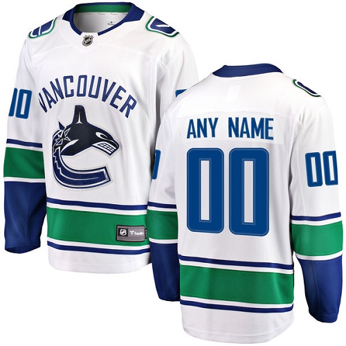 Men's Vancouver Canucks Customized Fanatics Branded White Away Breakaway NHL Jersey