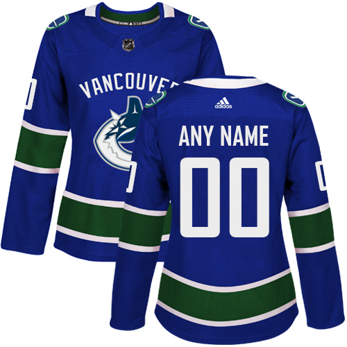 Women's Adidas Vancouver Canucks Customized Authentic Blue Home NHL Jersey