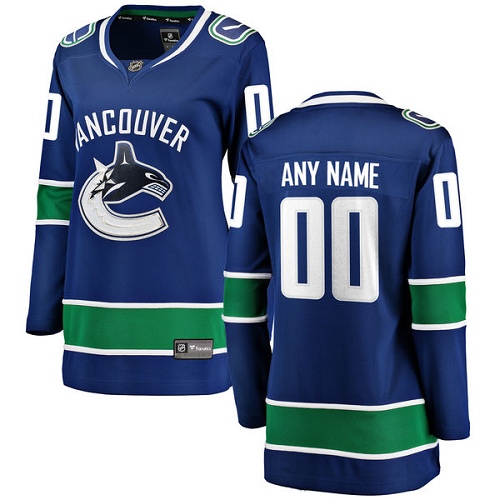Women's Vancouver Canucks Customized Fanatics Branded Blue Home Breakaway NHL Jersey