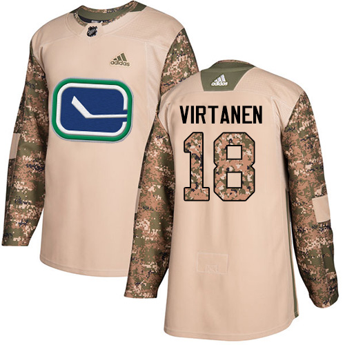 Men's Adidas Vancouver Canucks #18 Jake Virtanen Authentic Camo Veterans Day Practice NHL Jersey
