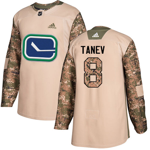 Men's Adidas Vancouver Canucks #8 Christopher Tanev Authentic Camo Veterans Day Practice NHL Jersey