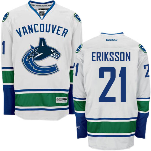 Men's Reebok Vancouver Canucks #21 Loui Eriksson Authentic White Away NHL Jersey