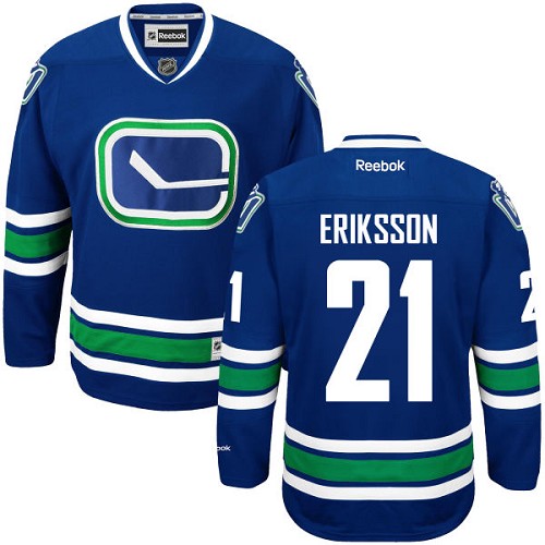 Men's Reebok Vancouver Canucks #21 Loui Eriksson Premier Royal Blue Third NHL Jersey