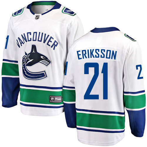 Men's Vancouver Canucks #21 Loui Eriksson Fanatics Branded White Away Breakaway NHL Jersey