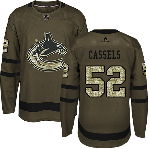 Youth Adidas Vancouver Canucks #52 Cole Cassels Authentic Green Salute to Service NHL Jersey