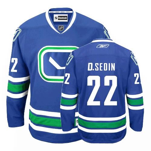 Men's Reebok Vancouver Canucks #22 Daniel Sedin Premier Royal Blue Third NHL Jersey