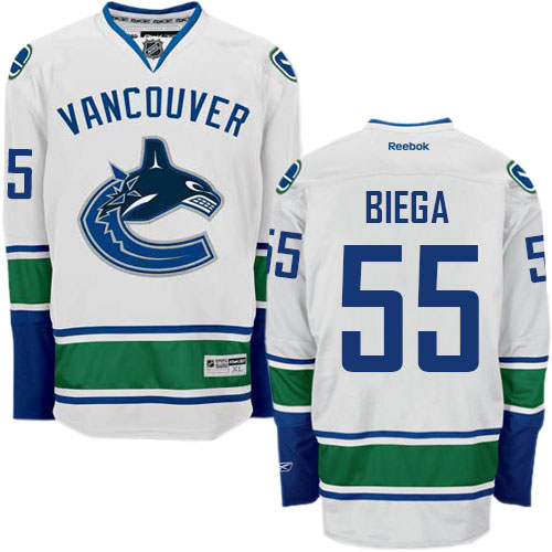 Men's Reebok Vancouver Canucks #55 Alex Biega Authentic White Away NHL Jersey