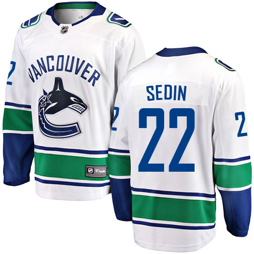 Men's Vancouver Canucks #22 Daniel Sedin Fanatics Branded White Away Breakaway NHL Jersey