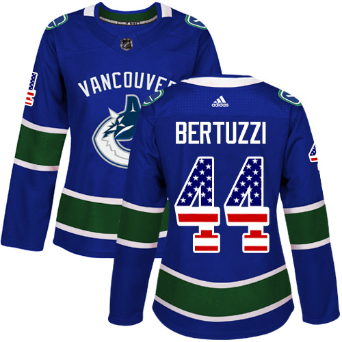 Women's Adidas Vancouver Canucks #44 Todd Bertuzzi Authentic Blue USA Flag Fashion NHL Jersey