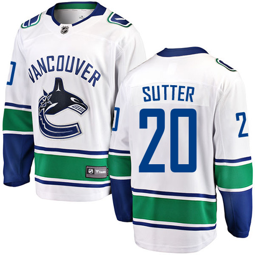 Youth Vancouver Canucks #20 Brandon Sutter Fanatics Branded White Away Breakaway NHL Jersey