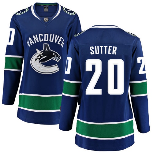 Women's Vancouver Canucks #20 Brandon Sutter Fanatics Branded Blue Home Breakaway NHL Jersey