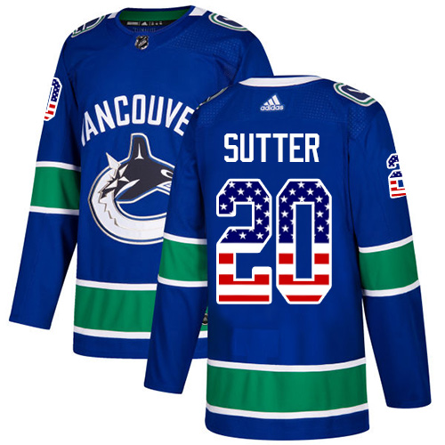 Men's Adidas Vancouver Canucks #20 Brandon Sutter Authentic Blue USA Flag Fashion NHL Jersey