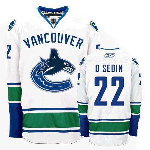 Youth Reebok Vancouver Canucks #22 Daniel Sedin Authentic White Away NHL Jersey