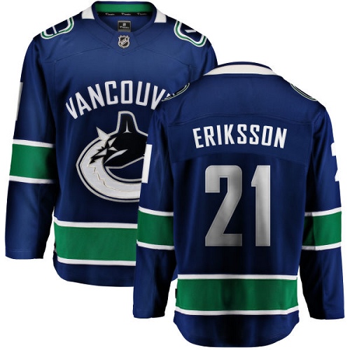 Youth Vancouver Canucks #21 Loui Eriksson Fanatics Branded Blue Home Breakaway NHL Jersey