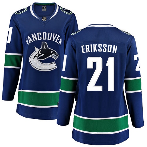 Women's Vancouver Canucks #21 Loui Eriksson Fanatics Branded Blue Home Breakaway NHL Jersey