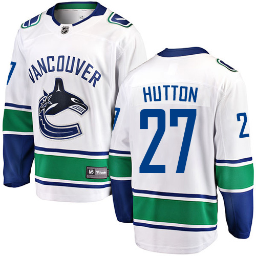 Youth Vancouver Canucks #27 Ben Hutton Fanatics Branded White Away Breakaway NHL Jersey