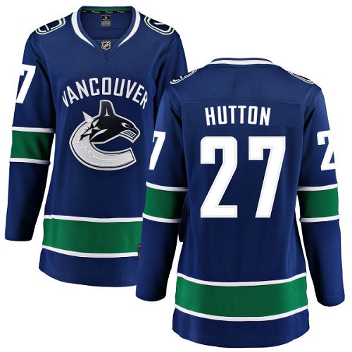 Women's Vancouver Canucks #27 Ben Hutton Fanatics Branded Blue Home Breakaway NHL Jersey