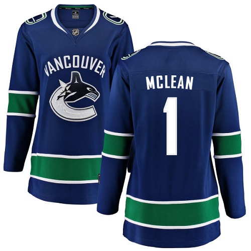 Women's Vancouver Canucks #1 Kirk Mclean Fanatics Branded Blue Home Breakaway NHL Jersey