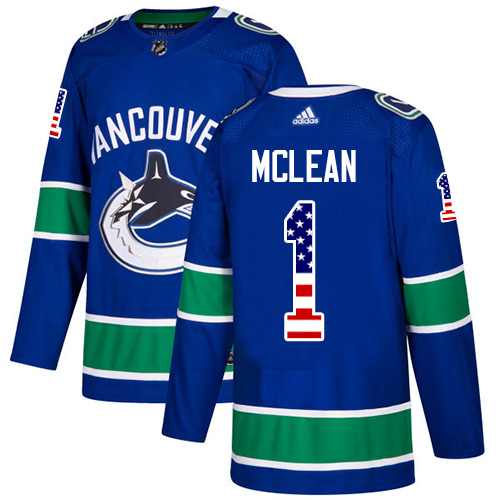 Youth Adidas Vancouver Canucks #1 Kirk Mclean Authentic Blue USA Flag Fashion NHL Jersey