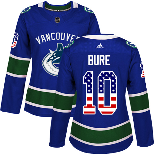 Women's Adidas Vancouver Canucks #10 Pavel Bure Authentic Blue USA Flag Fashion NHL Jersey