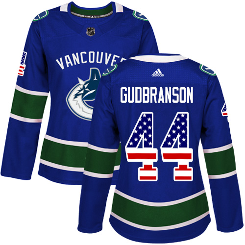 Women's Adidas Vancouver Canucks #44 Erik Gudbranson Authentic Blue USA Flag Fashion NHL Jersey