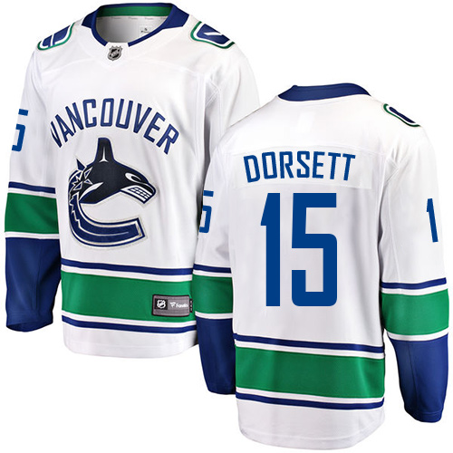 Men's Vancouver Canucks #15 Derek Dorsett Fanatics Branded White Away Breakaway NHL Jersey