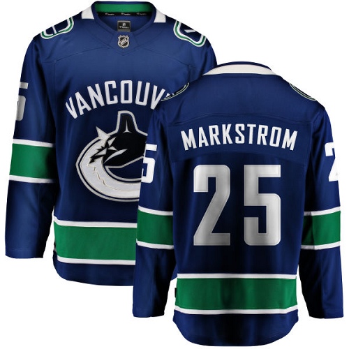 Youth Vancouver Canucks #25 Jacob Markstrom Fanatics Branded Blue Home Breakaway NHL Jersey