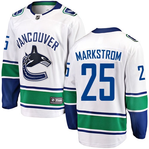 Youth Vancouver Canucks #25 Jacob Markstrom Fanatics Branded White Away Breakaway NHL Jersey