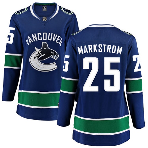 Women's Vancouver Canucks #25 Jacob Markstrom Fanatics Branded Blue Home Breakaway NHL Jersey
