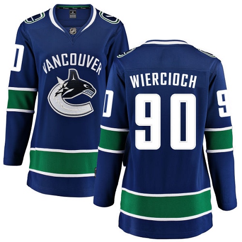 Women's Vancouver Canucks #90 Patrick Wiercioch Fanatics Branded Blue Home Breakaway NHL Jersey