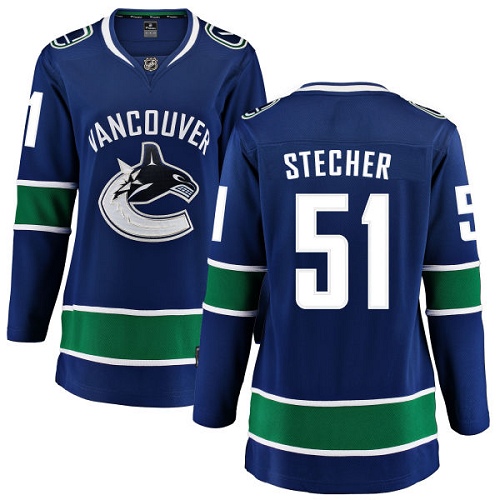 Women's Vancouver Canucks #51 Troy Stecher Fanatics Branded Blue Home Breakaway NHL Jersey