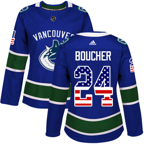 Women's Adidas Vancouver Canucks #24 Reid Boucher Authentic Blue USA Flag Fashion NHL Jersey