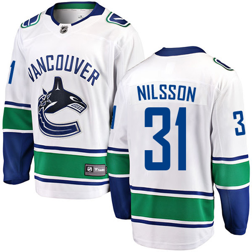 Youth Vancouver Canucks #31 Anders Nilsson Fanatics Branded White Away Breakaway NHL Jersey