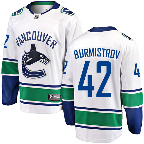 Youth Vancouver Canucks #42 Alex Burmistrov Fanatics Branded White Away Breakaway NHL Jersey