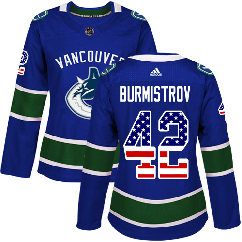 Women's Adidas Vancouver Canucks #42 Alex Burmistrov Authentic Blue USA Flag Fashion NHL Jersey