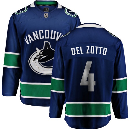 Men's Vancouver Canucks #4 Michael Del Zotto Fanatics Branded Blue Home Breakaway NHL Jersey